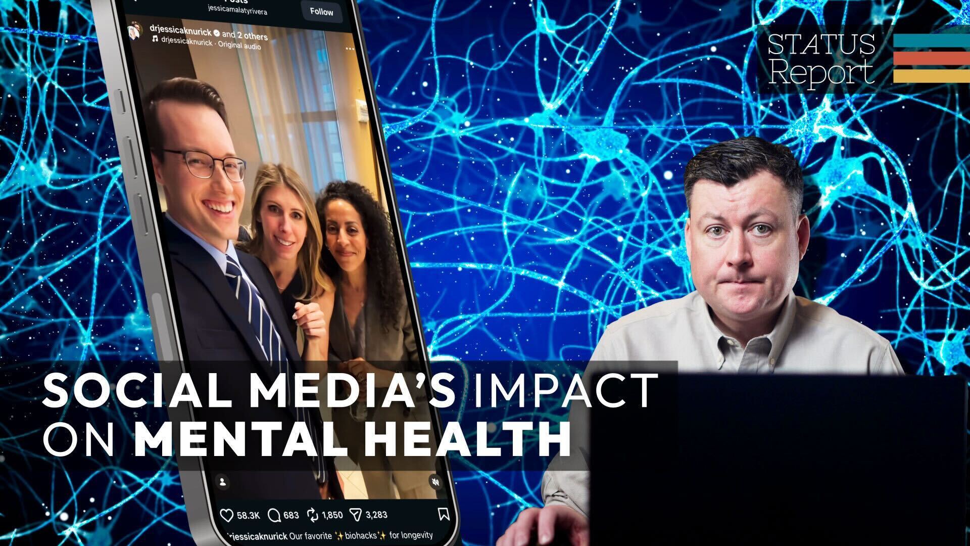 Video thumbnail and the following text: "The impact of social media on mental health." 